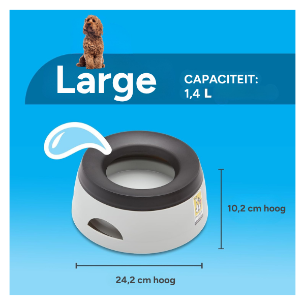 Road Refresher Prestige morsvrije waterbak/drinkbak voor huisdieren, Grijs, Large