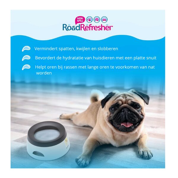 Road Refresher Prestige morsvrije waterbak/drinkbak voor huisdieren, Grijs, Large