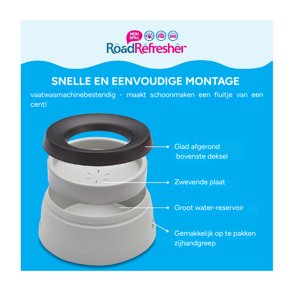 Road Refresher Prestige morsvrije waterbak/drinkbak voor huisdieren, Grijs, Large